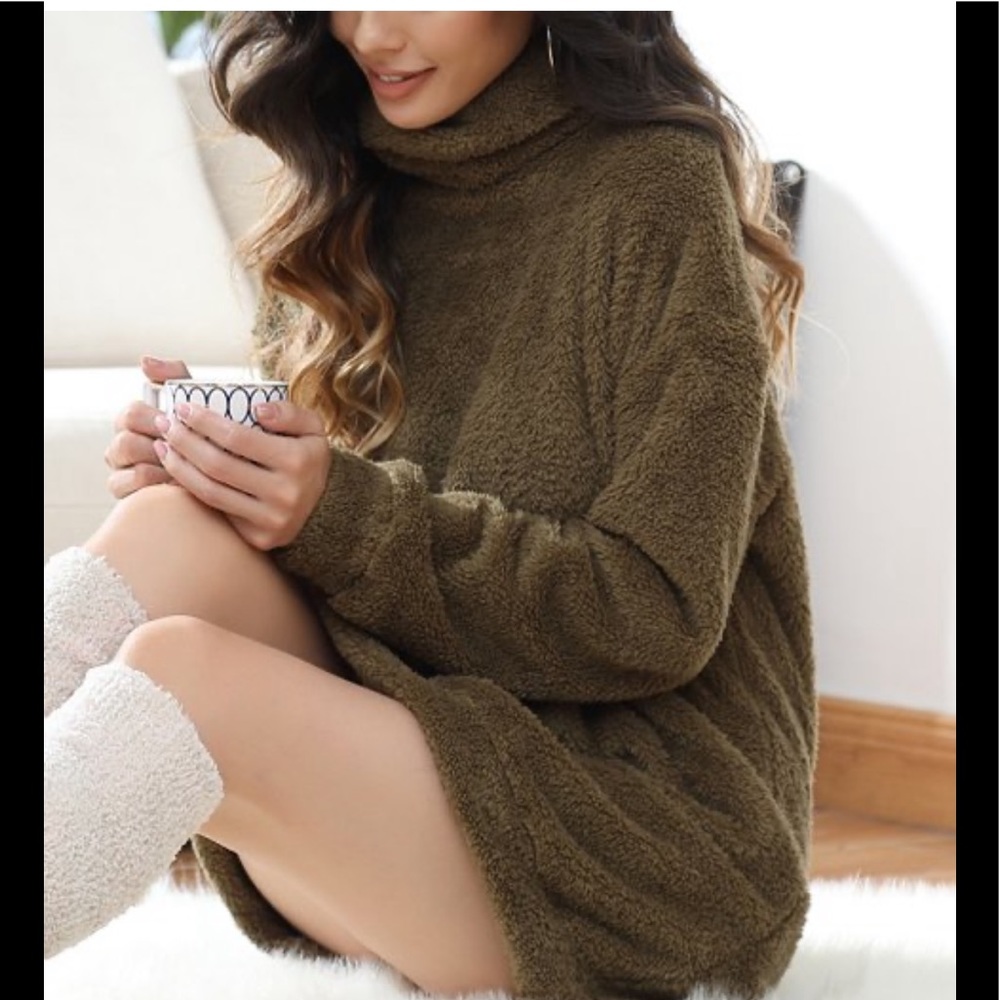 NEW•SOUL SUNRISE DRAYA COZY TEDDY SHERPA SWEATER DRESS•XL-2X